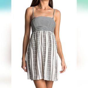 4/$15 SALE Roxy | Tube Top Strapless Dress Tunic Black and White Stripe L  NEW